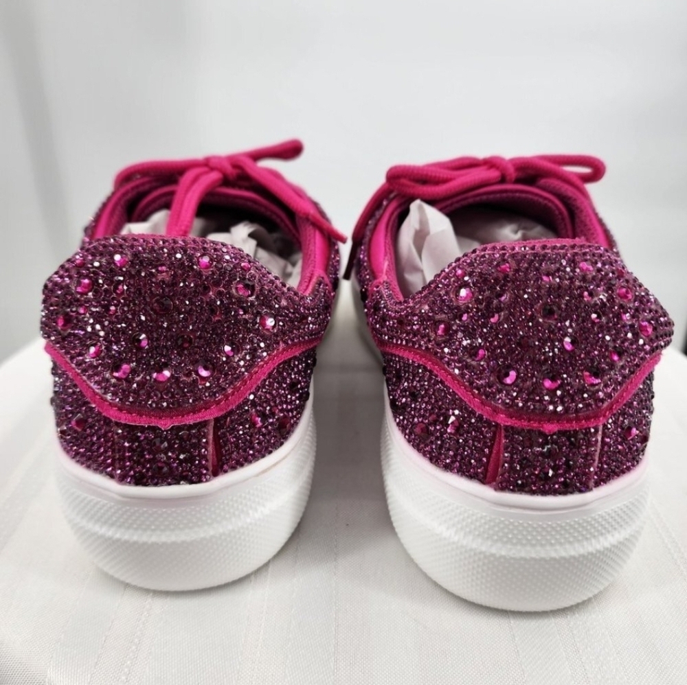 CORKYS Bedazzled Fuchsia Pink Rhinestone Sneakers Tennis Shoes 9 NWOT - Picture 8 of 9